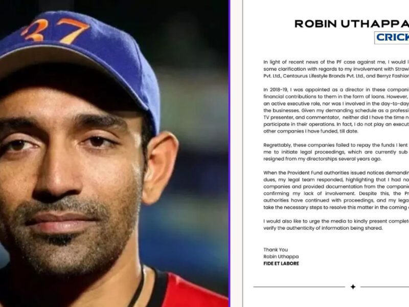 Robin Uthappa Responds to Provident Fund Fraud Allegations